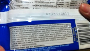 The ingredients of a processed breakfast food.